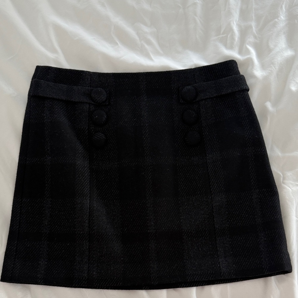Classic Wool Black/Charcoal Plaid Women's Mini Skirt